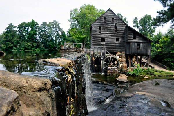 Yates Gristmill and waterfall and water wheel